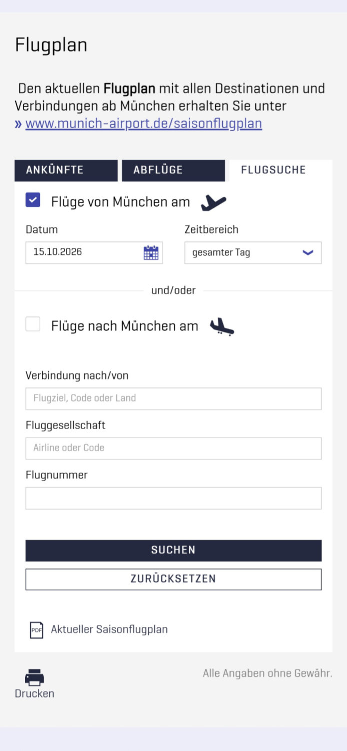 Flughafen München Flugplan